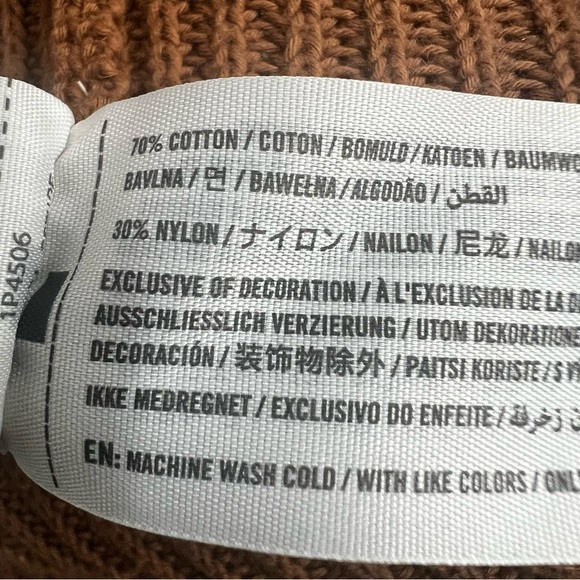 Womens XS Brown Cold Shoulder Mock Long Sleeve Sweater Dress Chic Minimalist - Picture 7 of 8